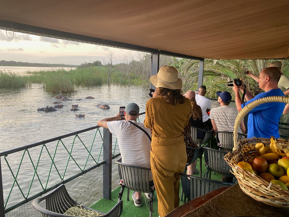 Guests onboard the Shakabarge