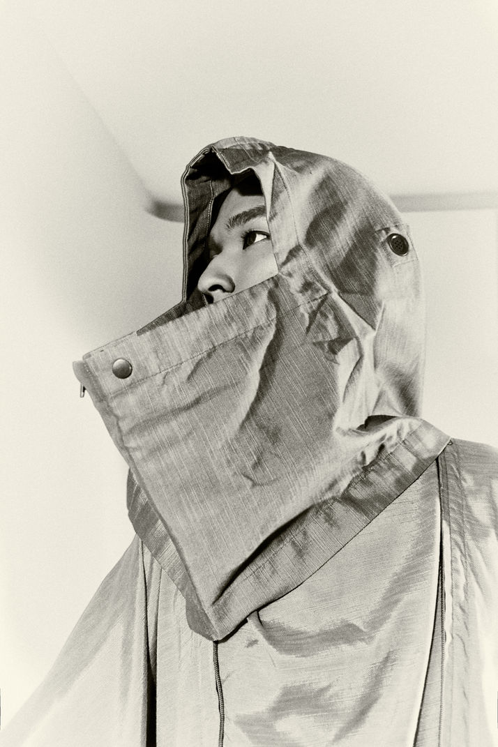 model wearing fashion dress in a photographic studio