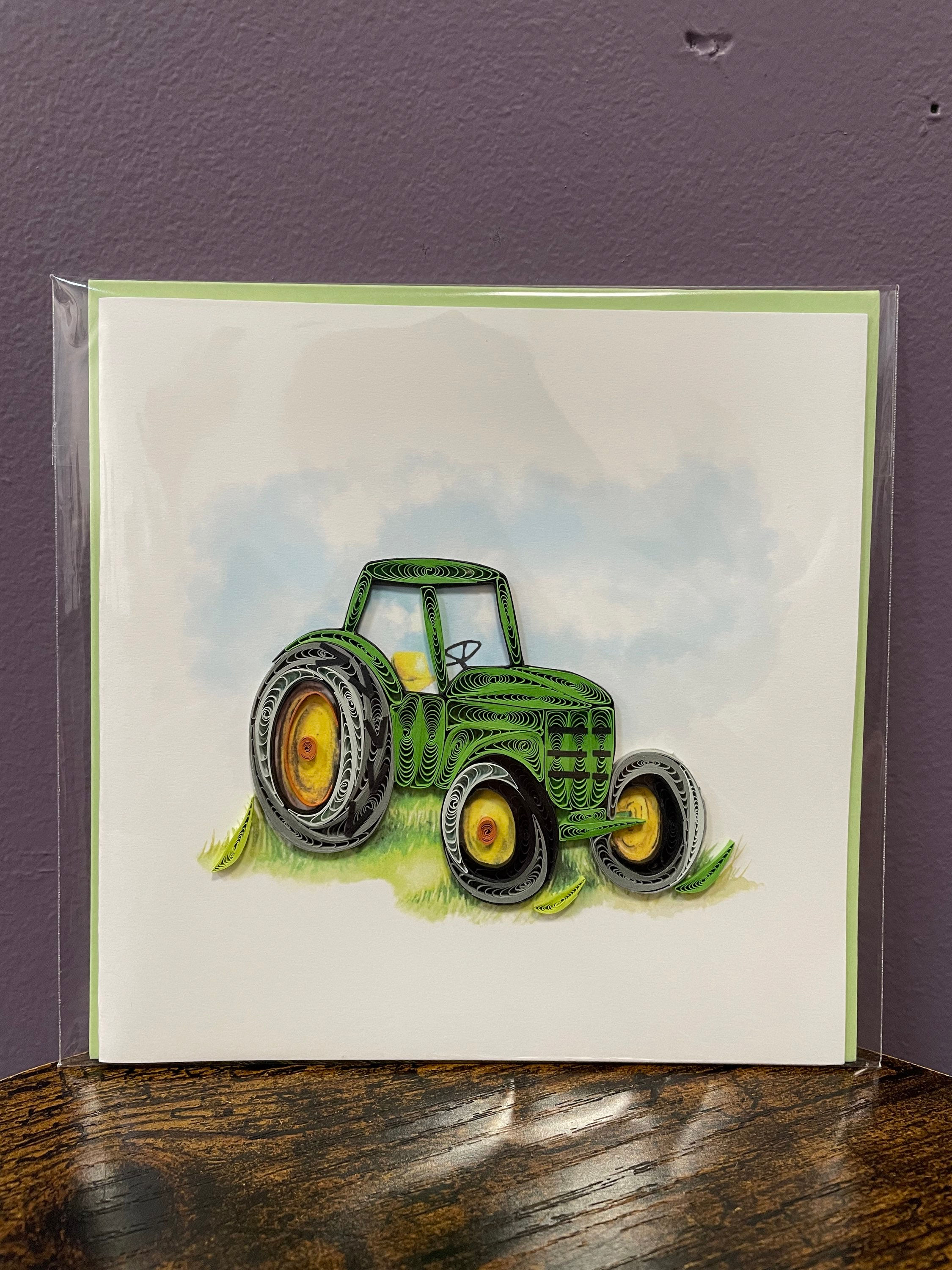 Green Tractor Quilling Card 