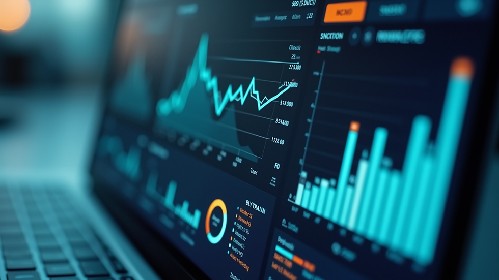 Close-up view of a digital dashboard displaying analytics
