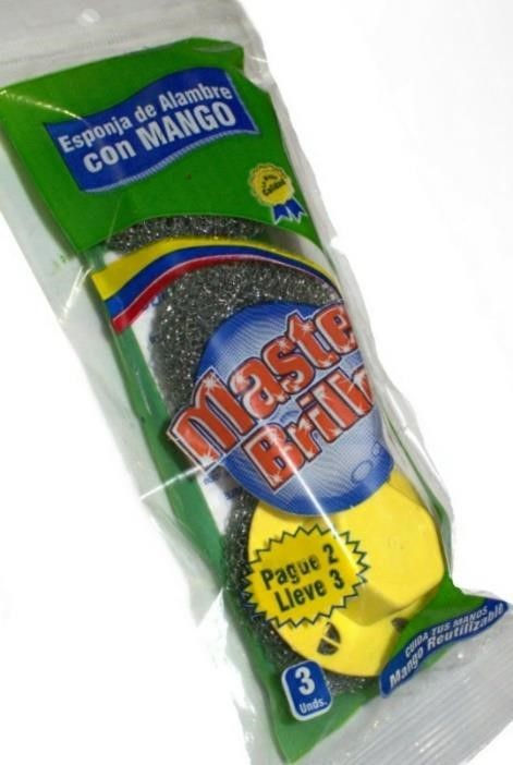 Esponja de alambre con mango x3