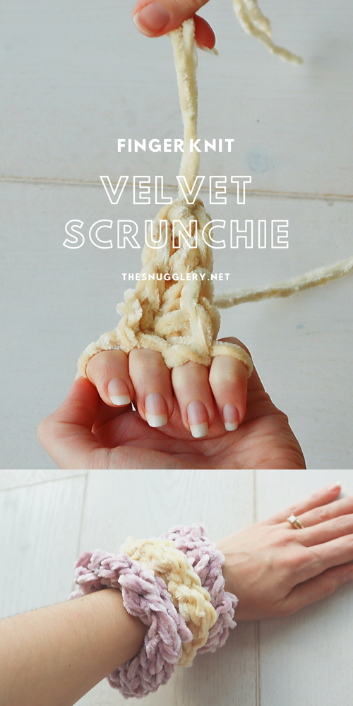 How to Finger Knit a Velvet Scrunchie