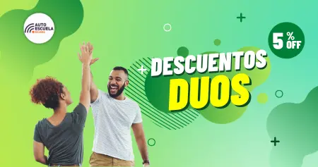 Promoción Dúos. Descuentos en cursos de manejo en Autoescuela en línea