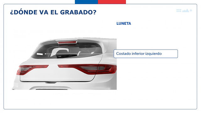 Forma correcta de grabado de placa patente en la luneta