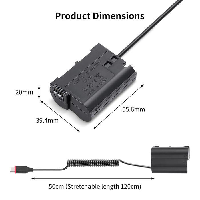 Thumbnail: KingMa PD 9V 2A USB-C to EN-EL15 DC Coupler Dummy Battery