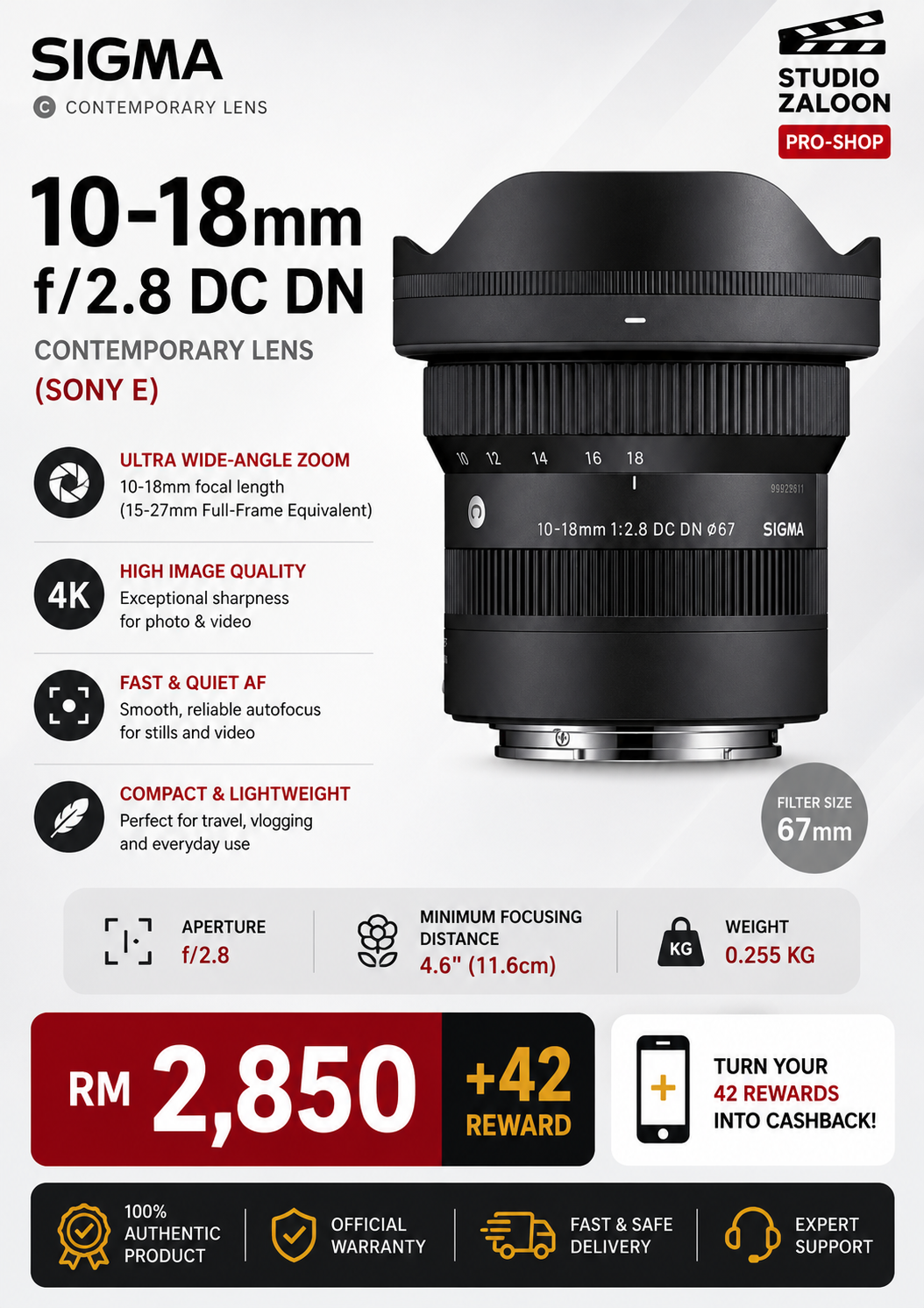 Sigma 10-18mm f/2.8 DC DN Contemporary Lens