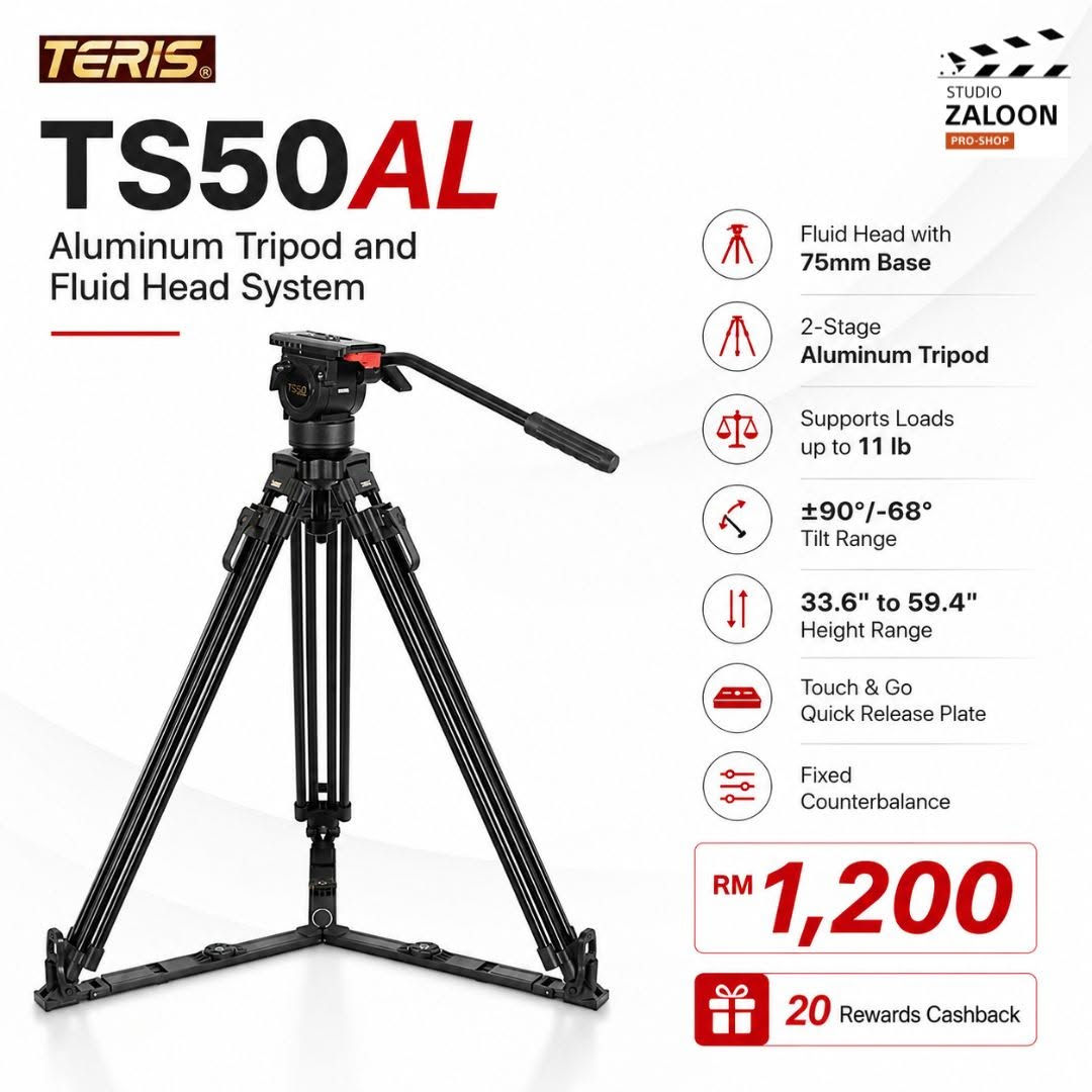 Teris TS50AL Aluminum Tripod and Fluid Head System