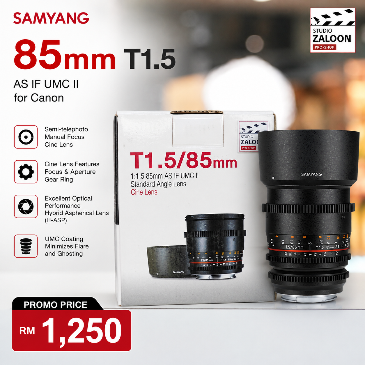Samyang T1.5/85mm AS IF UMC II Lens (Canon EF)