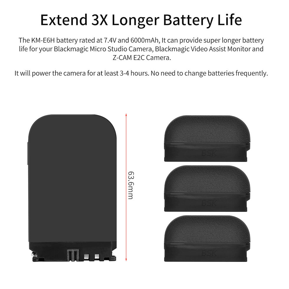 Thumbnail: KingMa KM-E6H 6000mAh Battery For Blackmagic Video Assist 4K Z CAM E2C Cinema