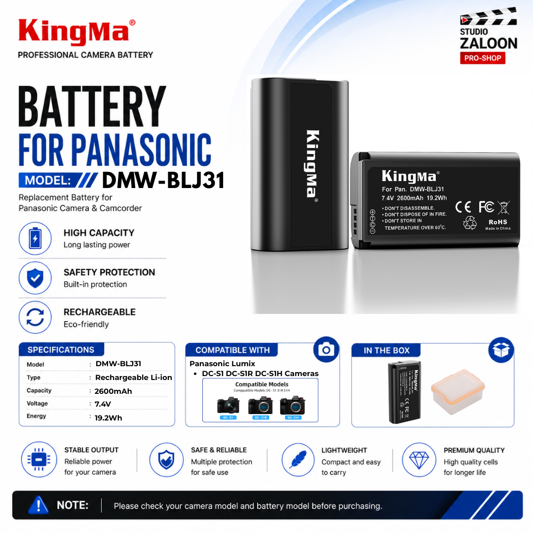 KingMa DMW-BLJ31 2600mAh Battery For Panasonic Lumix Camera High Capacity