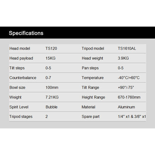 Thumbnail: Teris TS120AL Fluid Head & Tripod Kit (Aluminum)