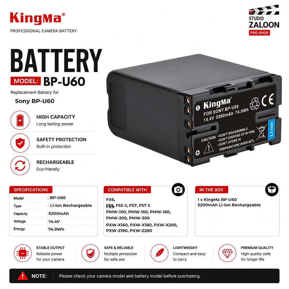 Thumbnail: KingMa BP-U60 5200mAh 14.4V Pro Broadcast Battery For Sony FX6 FS5 FS7 PMW PXW