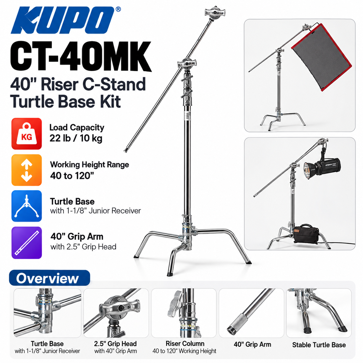Kupo KP-CT-40MK 40โณ Riser C-Stand Turtle Base Kit