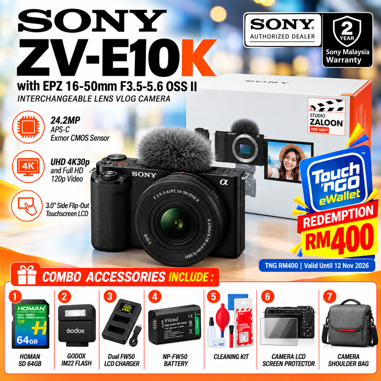 Sony ZV-E10 Mirrorless Camera ZVE10 / E10K
