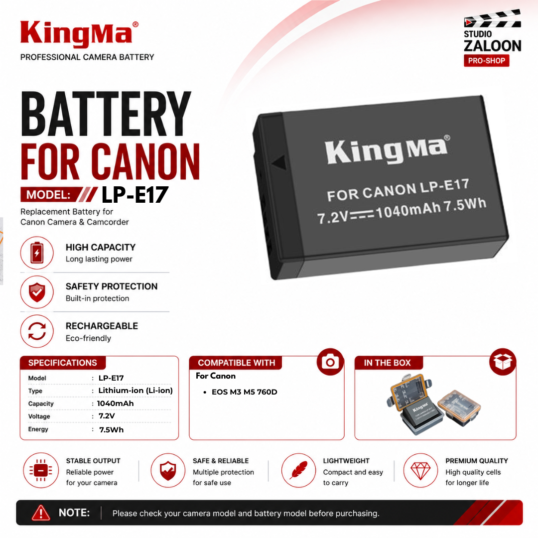 KingMa LP-E17 1040mAh Battery For Canon EOS M3 M5 760D Mirrorless DSLR