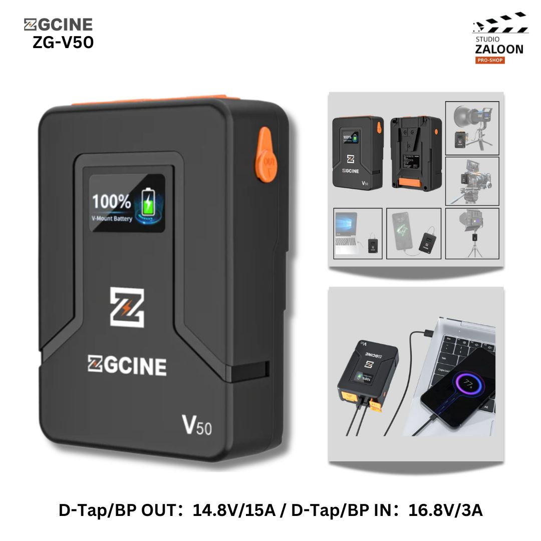 ZGCINE ZG-V50 50Wh Pocket-Size V-Mount Battery with PD Fast Charging