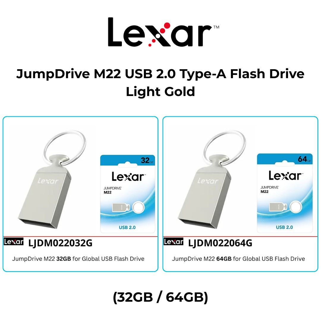 Lexar JumpDrive M22 USB 2.0 Type-A Flash Drive Light Gold (32GB / 64GB)