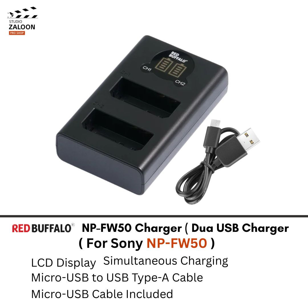 Red Buffalo Dual USB Charger for Sony NP-FW50 Battery