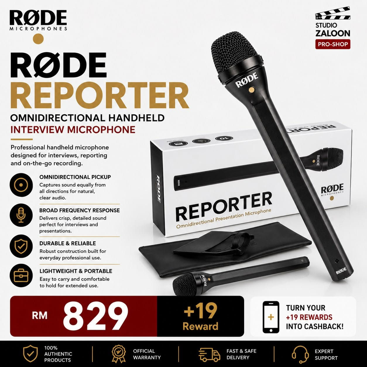 RODE Reporter Omnidirectional Handheld Interview Microphone