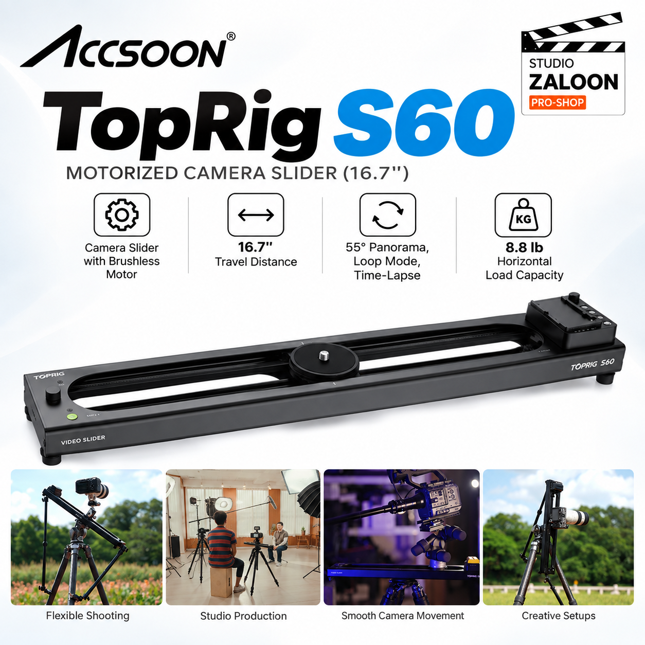 Accsoon TopRig S60 Motorized Camera Slider (16.7")