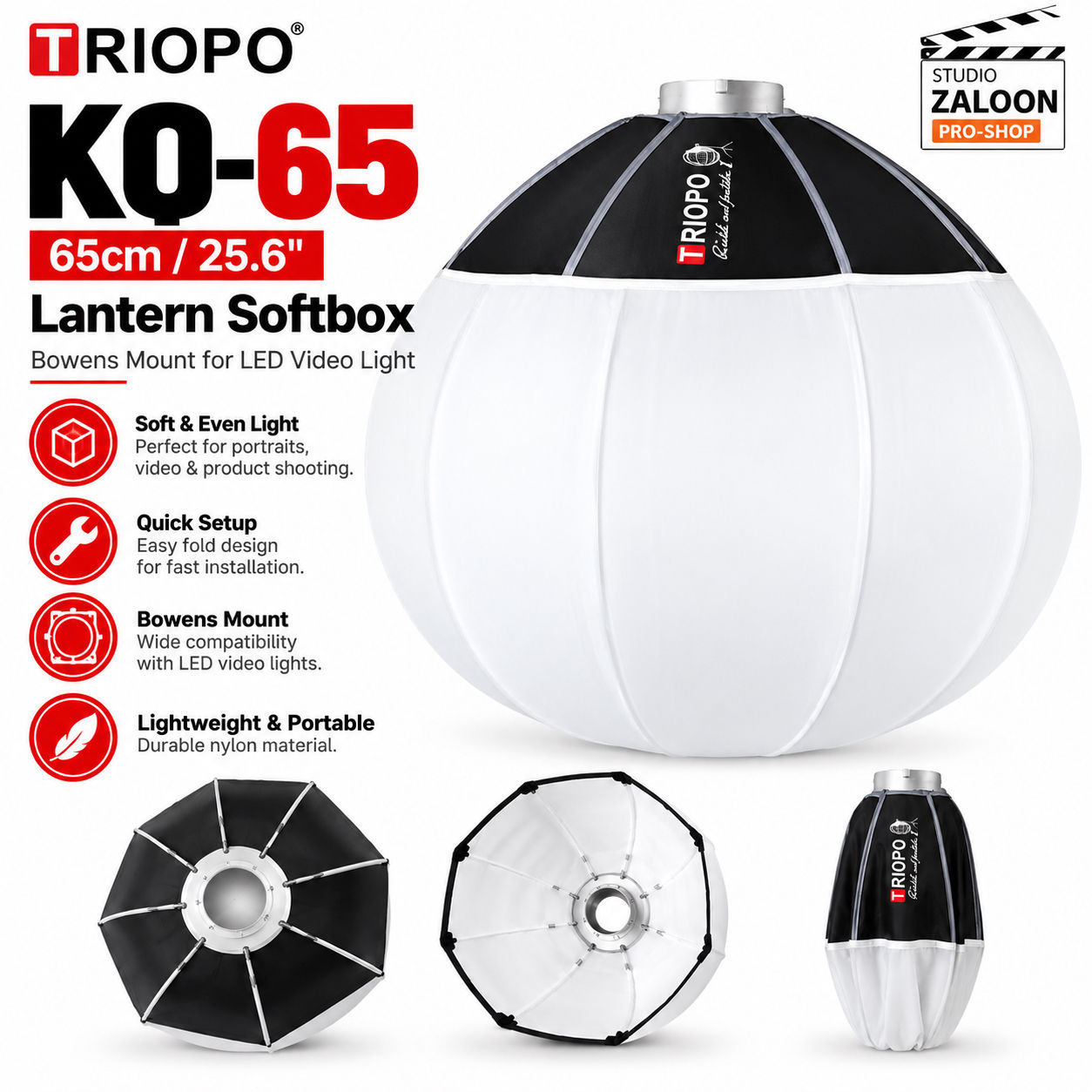 Lantern 85cm Softbox for LED Light Studio Flash Strobe Moonlight with Bowen Moun
