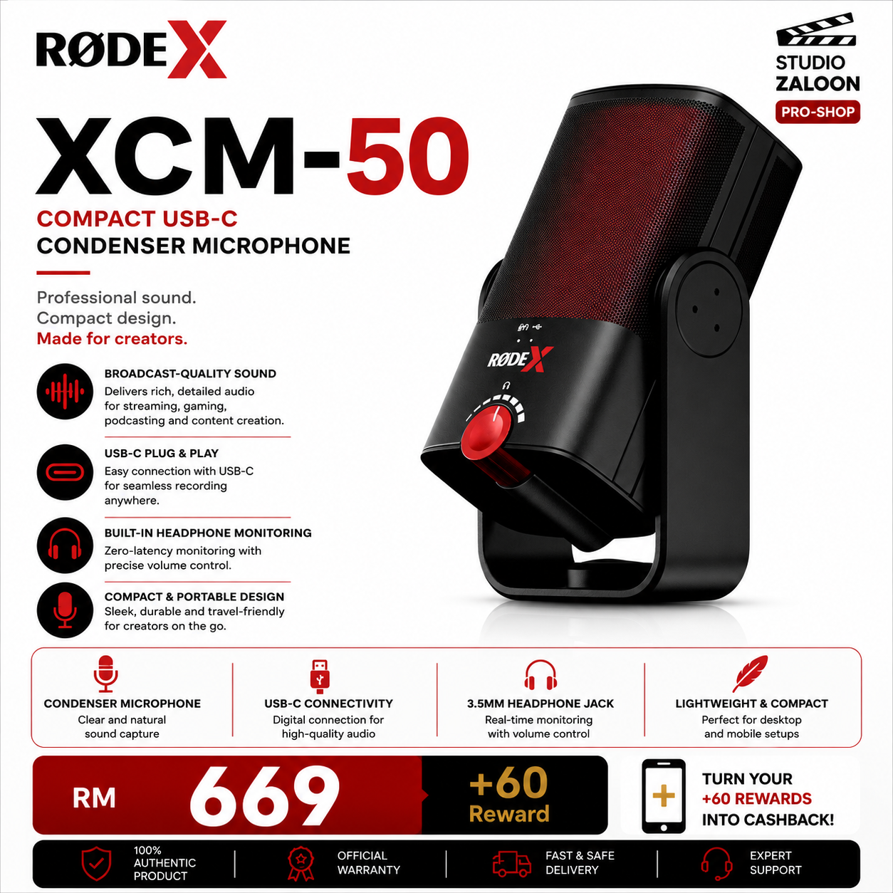 RODE X XCM-50 Compact USB-C Condenser Microphone