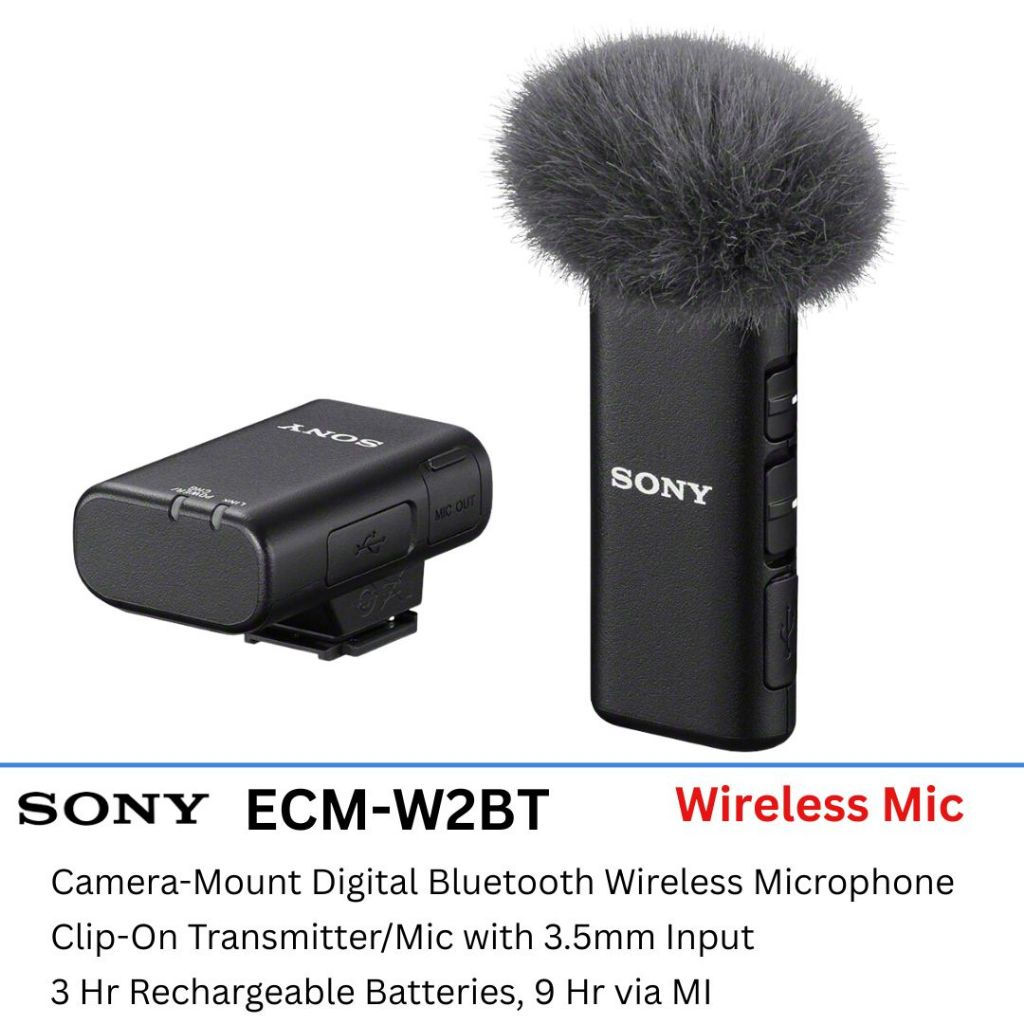 Sony ECM-W2BT Camera-Mount Digital Bluetooth Wireless Microphone System for Sony