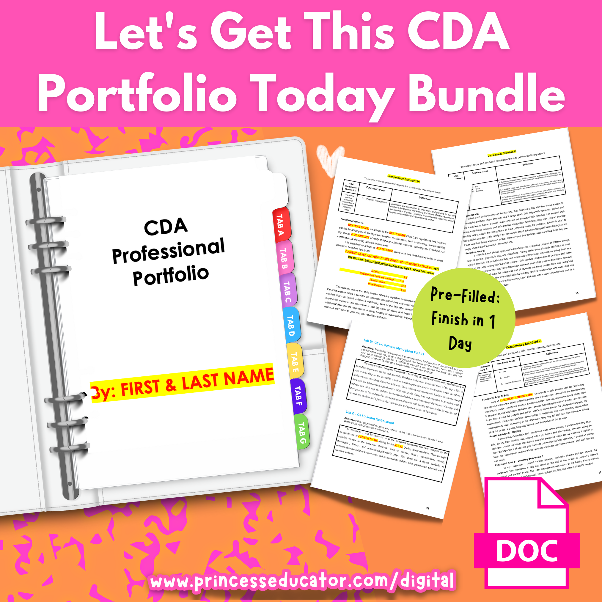 Let Get This CDA Portfolio Complete Today Bundle!
