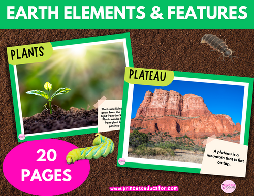 Earth Elements Features Learning Cards Princess Educator