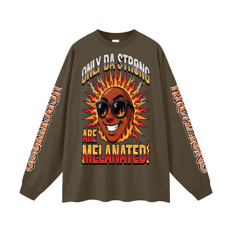 Thumbnail: Unisex Oversized  Long Sleeve T-Shirt-Only Da Strong Are Melanated!