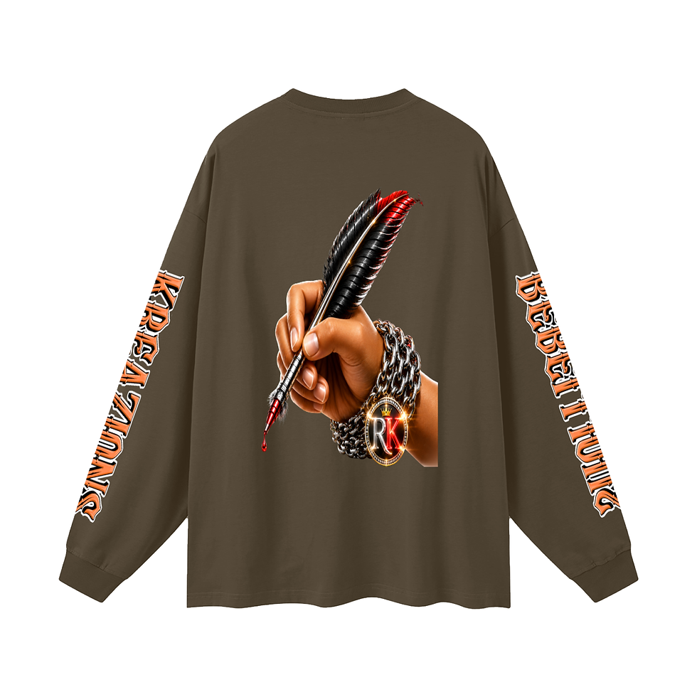 Thumbnail: Unisex Oversized  Long Sleeve T-Shirt-Only Da Strong Are Melanated!