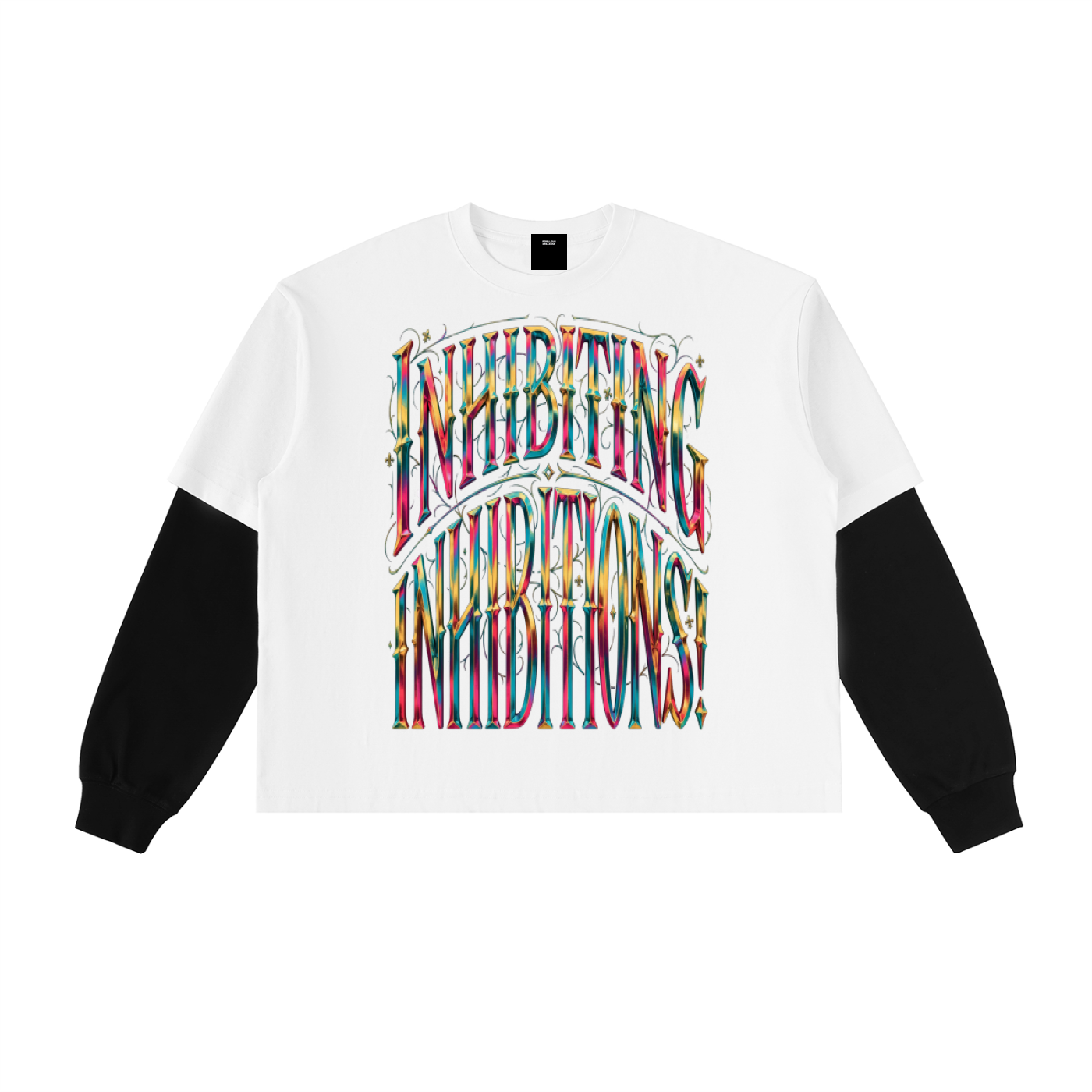 Layered Contrast Sleeve Cotton T-Shirt-Inhibiting Inhibitions