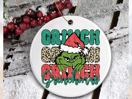 Grinch Green Face Happy Grinchmas Ornament