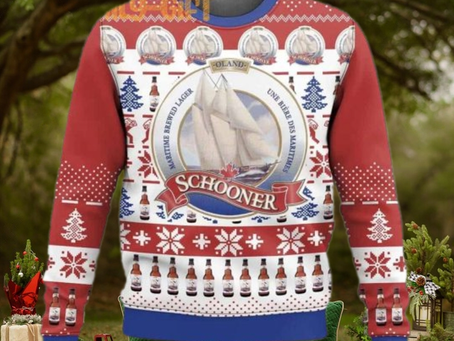 Schooner Beer Ugly Christmas Sweater – Fun Holiday Beer Lover Sweater