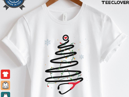 Stethoscope nurse Christmas tree shirt