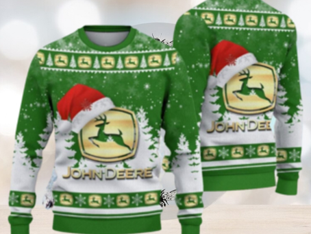 John Deere Ugly Christmas Sweater 3D Printed For Fans Gift For Christmas Funny