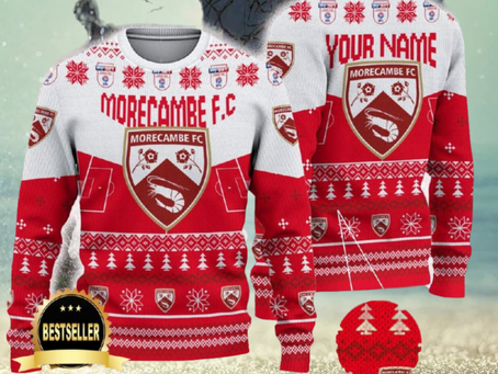 Morecambe FC Ugly Christmas Sweater Logo Custom Name Gift Fans