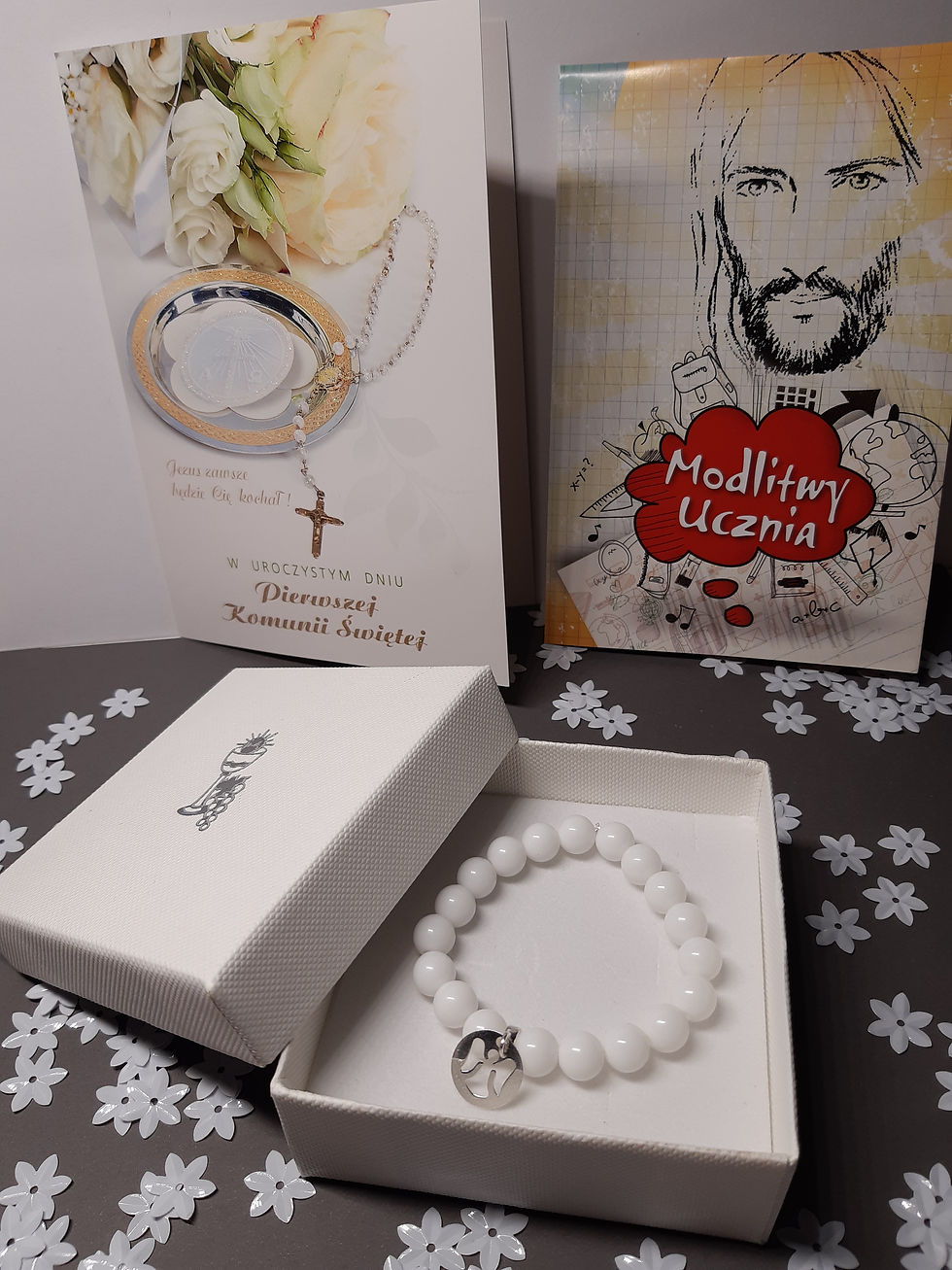 Zestaw komunijny Bransoletka z aniołkiem