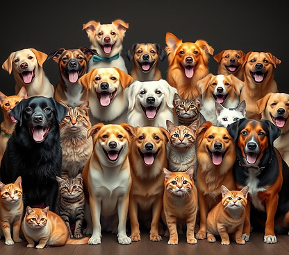a large group of happy dogs and cats.jpg