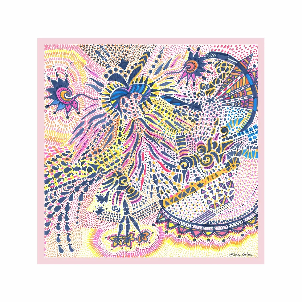 Le Phénix Rose 90x90cm