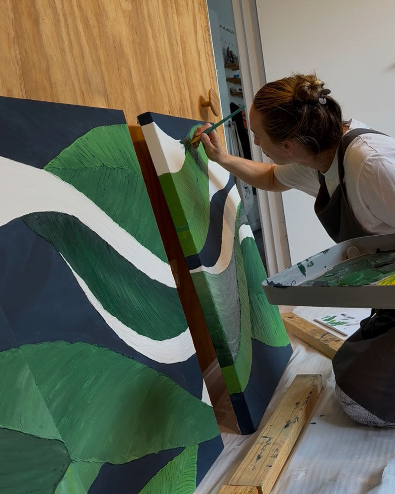 In the making of the triptych artwork 'Nocturne Fronds'