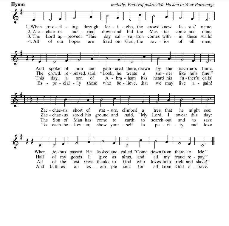 Zacchaeus Hymn