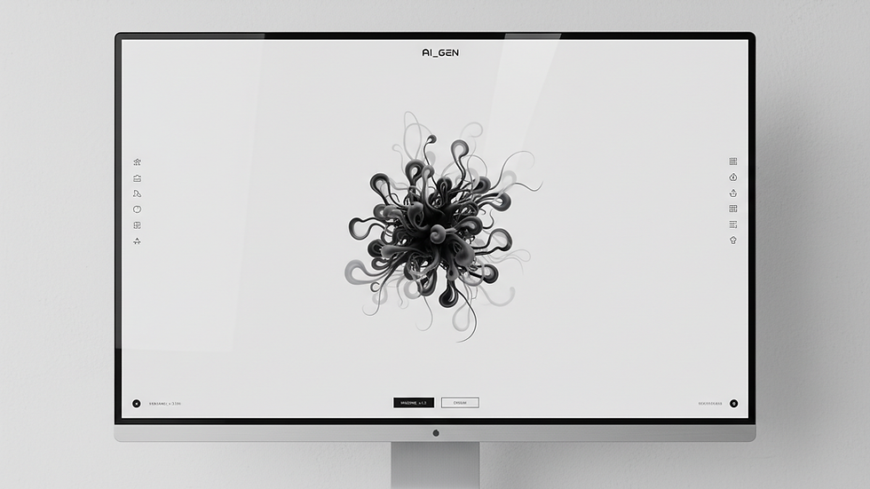 Close-up view of a computer screen showing AI art software interface