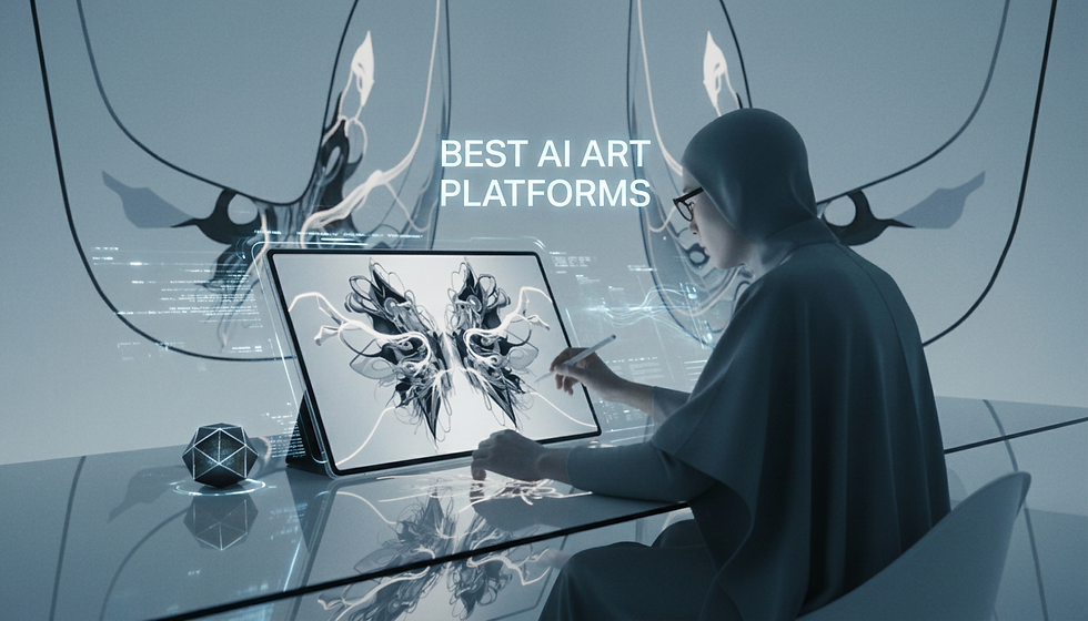 Artist using best ai art platforms on a tablet.