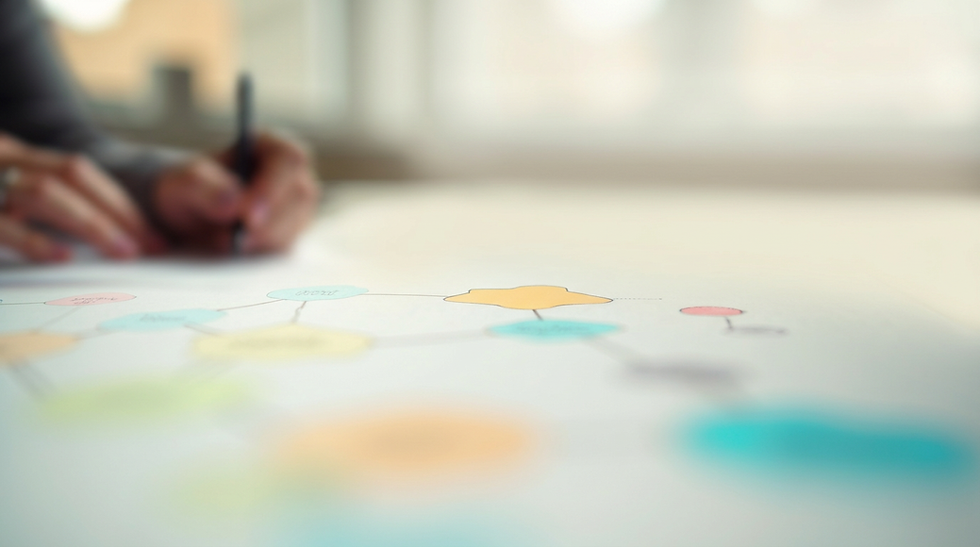 Person mapping AI learning strategies on paper