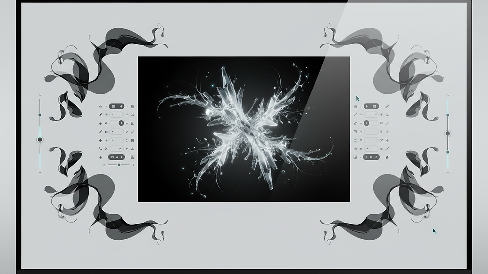 Close-up view of a computer screen showing AI art software interface with various editing tools