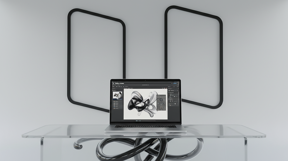 Eye-level view of a digital workspace with AI art software open on a laptop
