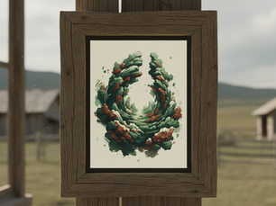 Eye-level view of a digital gallery showcasing AI-generated abstract art