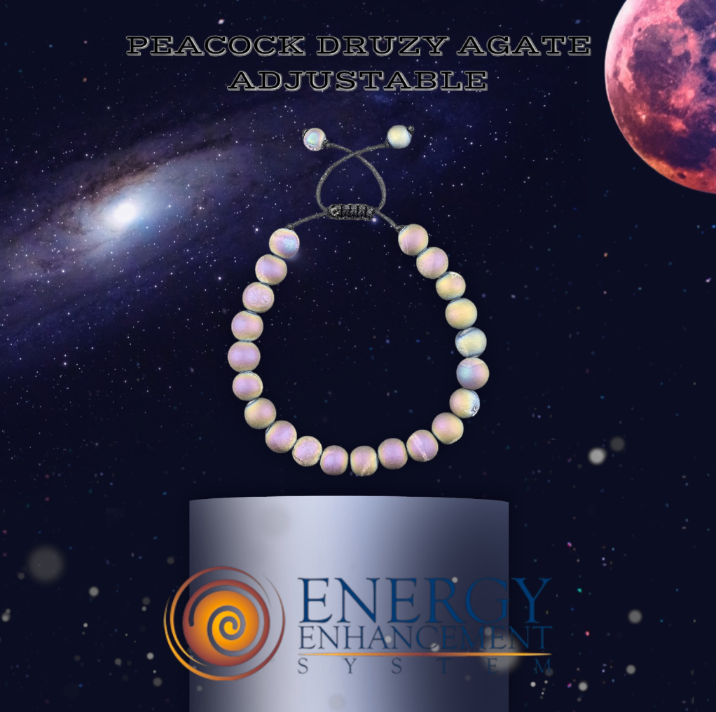 Peacock Druzy Adjustable Hyper-Charged Energy Enhancement System Bracelet