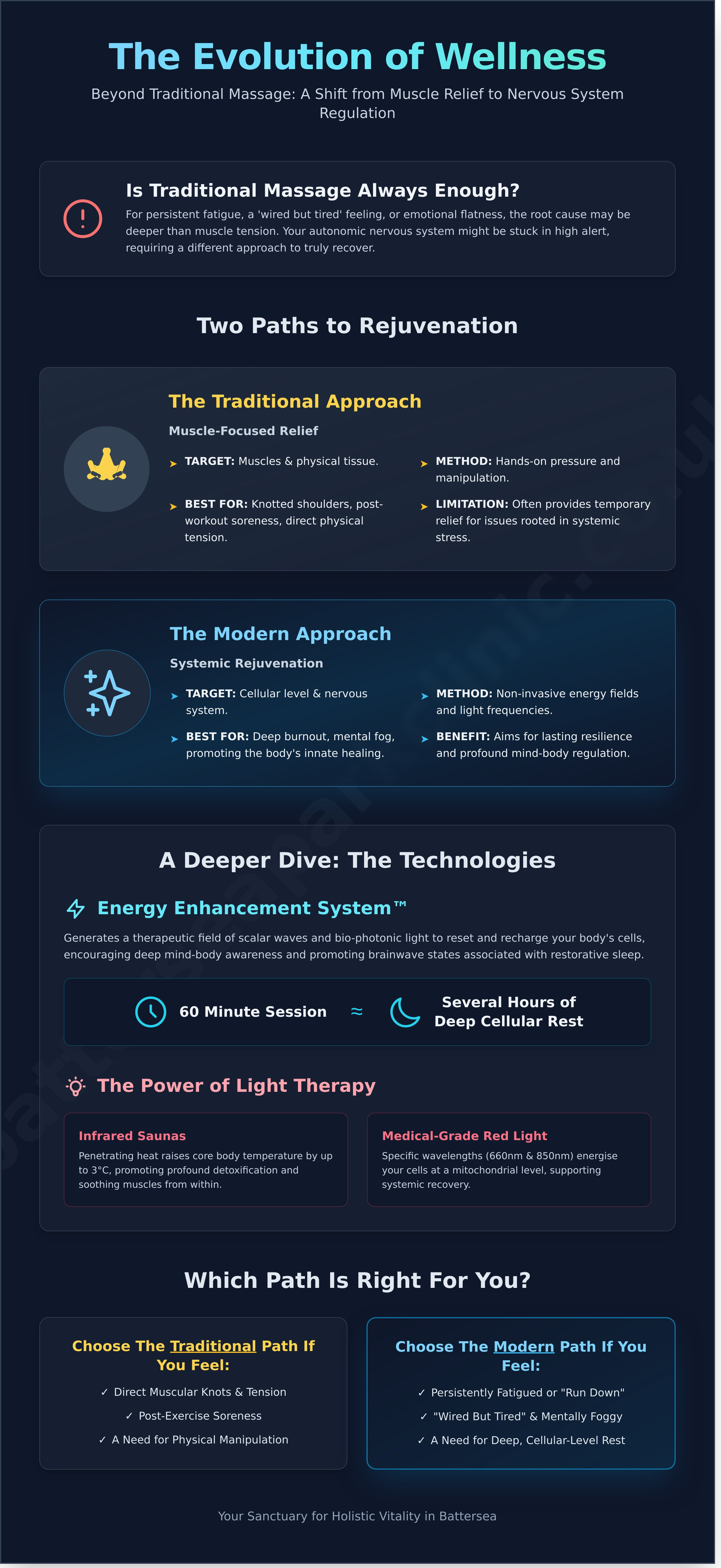 Massage battersea infographic - visual guide